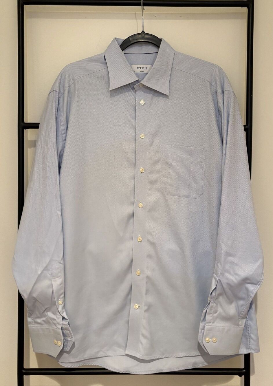 Eton Harrogate Men's Dress Shirt in Light Blue Classic Fit Size 17